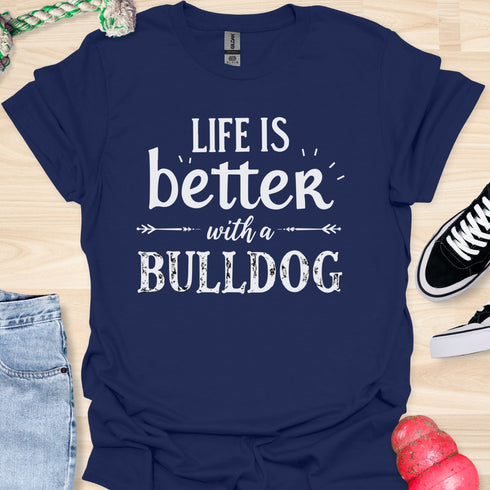 Life is better with a bulldog - V7 - Simple T-Shirt